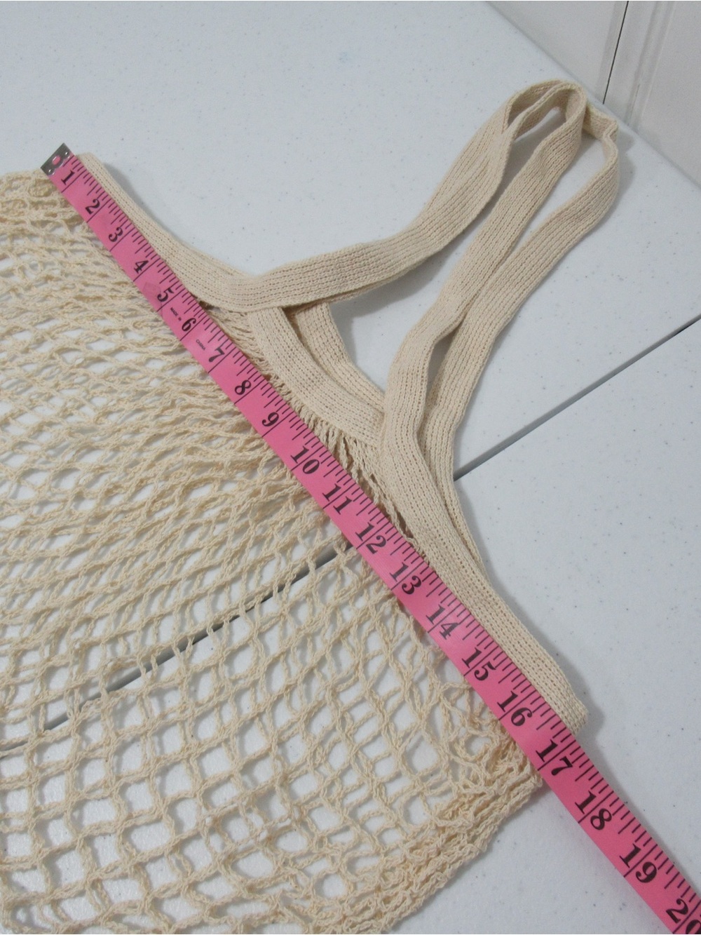 Beige Crochet Net Bag Market Tote Bag - Picture 5 of 6